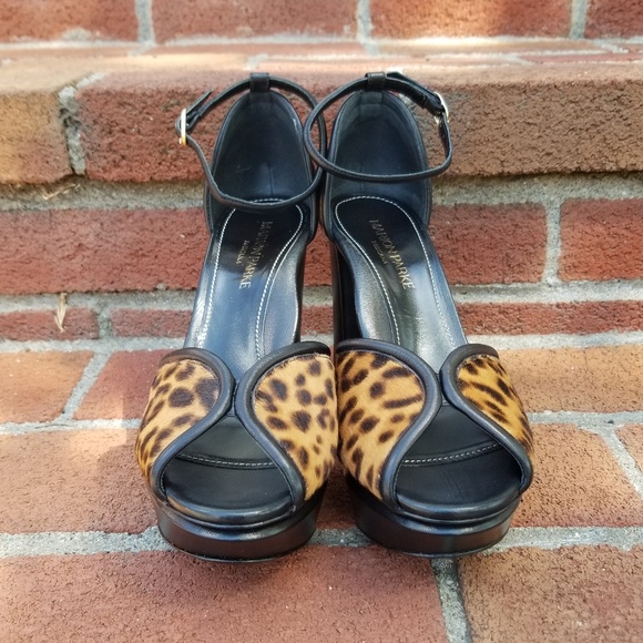 Marion Parke 'Annie' Leopard Ankle Strap Platforms - Picture 3 of 9